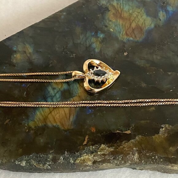 Ross-Simons Gold Vermeil Sterling Silver 925 Sapphire Heart Pendant Necklace 18" - Picture 7 of 16